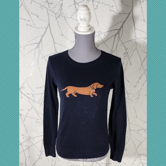 Banana Republic Factory Tops - Banana Republics Navy Dachshund Wiener Dog Knit Long Sleeve